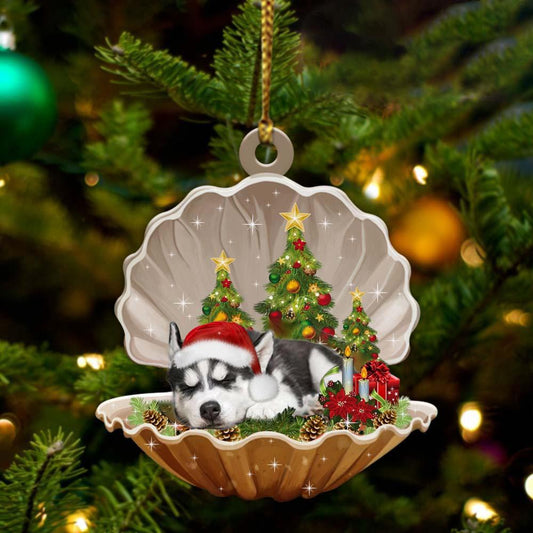 Siberian Husky3-Sleeping Pearl In Christmas Two Sided Ornament - Best gifts your whole family