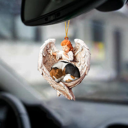 Sleeping Beagle Protected By Angel Car Hanging Ornament - Best gifts your whole family