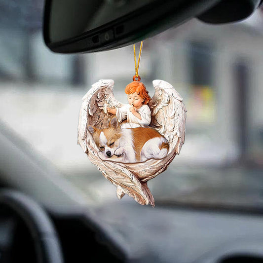 Sleeping Chihuahua Protected By Angel Car Hanging Ornament Love Dog Ornaments - Best gifts your whole family