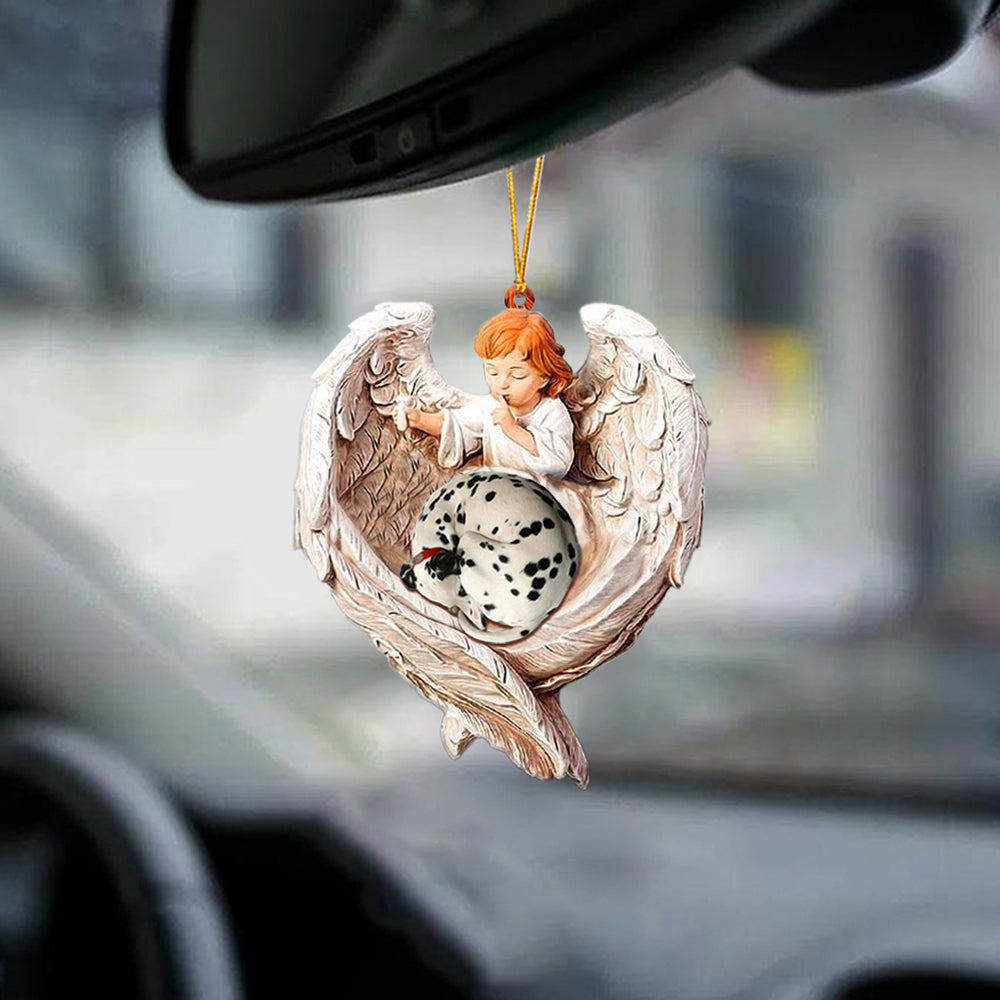 Sleeping Dalmatian Protected By Angel Acrylic Hanging Ornament - Best gifts your whole family