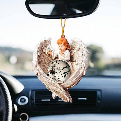 Sleeping Dalmatian Protected By Angel Acrylic Hanging Ornament - Best gifts your whole family