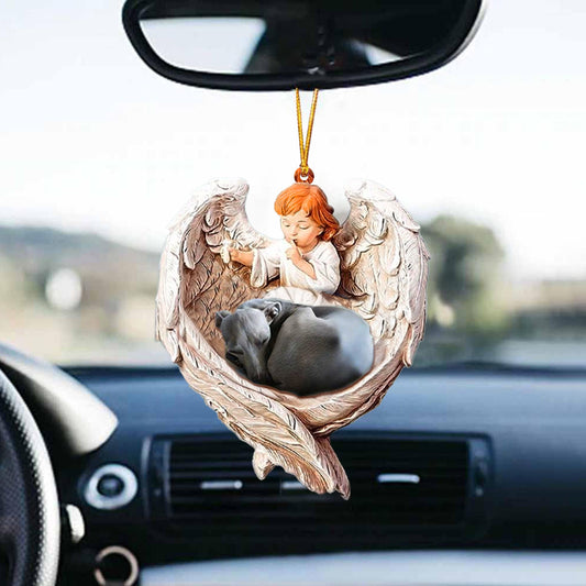 Sleeping Greyhound Protected By Angel Car Hanging Ornament - Best gifts your whole family
