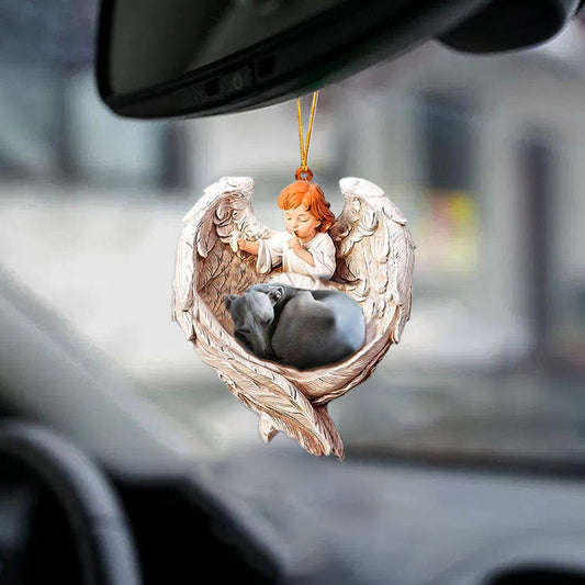 Sleeping Greyhound Protected By Angel Car Hanging Ornament - Best gifts your whole family