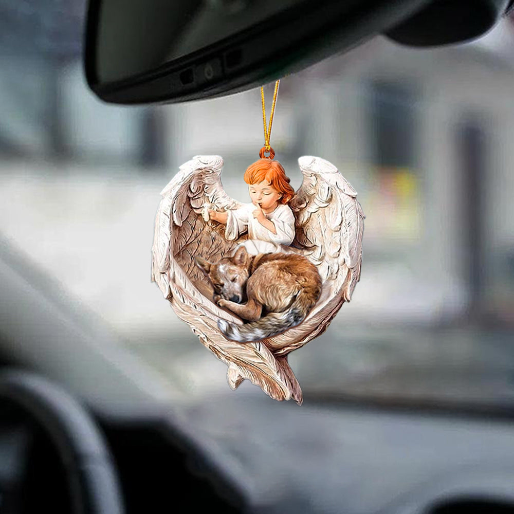 Sleeping Heeler Protected By Angel Car Hanging Ornament - Best gifts your whole family