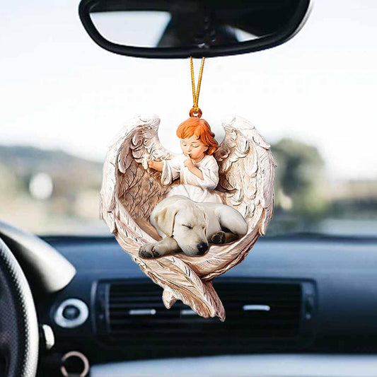 Sleeping Labrador Retriever Protected By Angel Car Hanging Ornament Angel With Dog Ornament - Best gifts your whole family