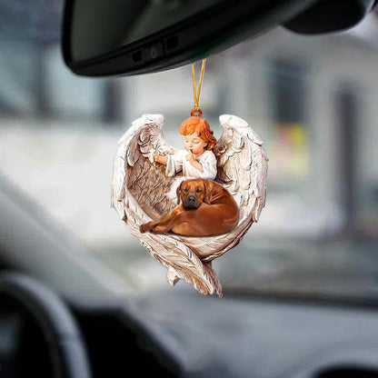 Sleeping Rhodesian Ridgeback Protected By Angel Car Hanging Ornament Pet Sleeping Ornament - Best gifts your whole family