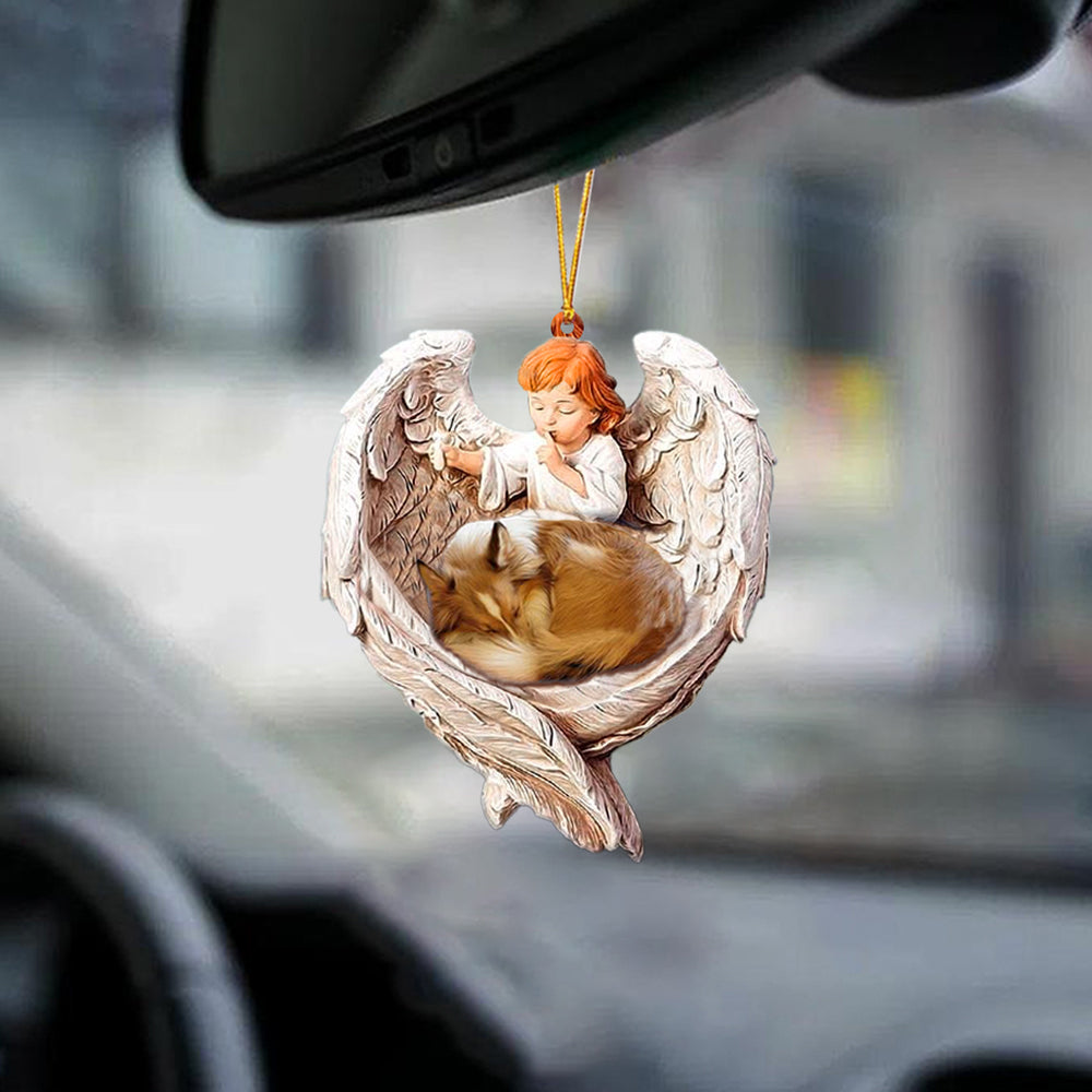 Sleeping Sheltie Protected By Angel Car Hanging Ornament - Best gifts your whole family