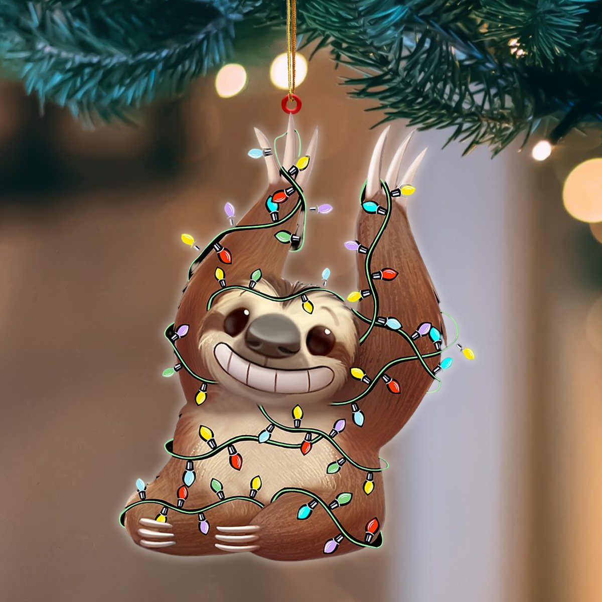 Sloth Christmas Light Hanging Ornament Christmas Tree Ornament Godmerc - Best gifts your whole family