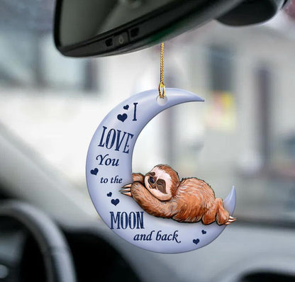 Sloth Moon Back Sloth Lover Two Sided Ornament - Best gifts your whole family