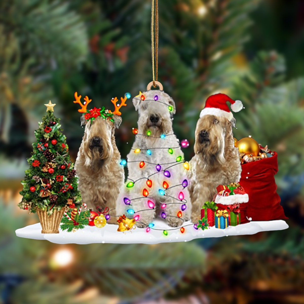 Soft Coated Wheaten Terrier-Christmas Dog Friends Hanging Ornament - Best gifts your whole family