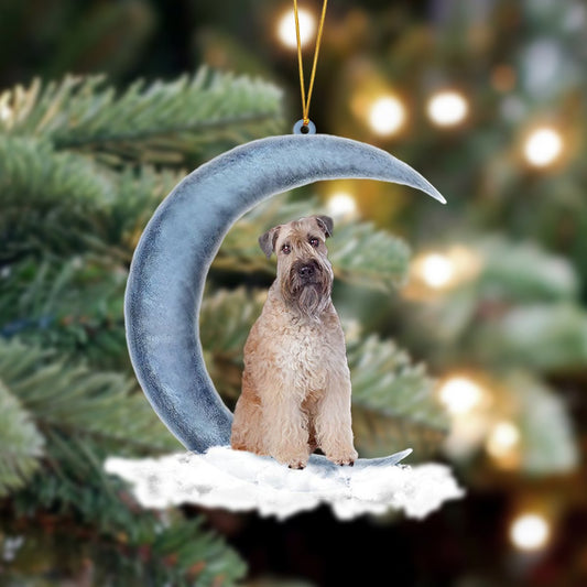 Soft coated Wheaten Terrier Sits On The Moon Hanging Ornament Dog Ornament, Car Ornament, Christmas Ornament - Best gifts your whole family