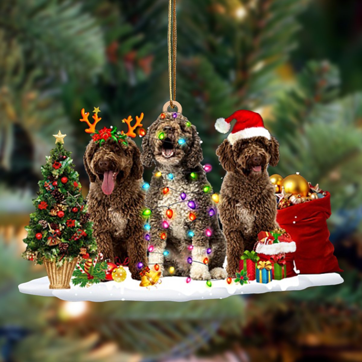 Spanish Water Dog-Christmas Dog Friends Hanging Ornament - Best gifts your whole family