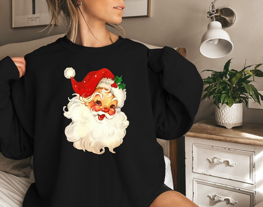Retro Santa Shirt, Christmas Sweatshirt, Women Christmas Santa Shirts, Cute Vintage Santa Shirt, Classic Christmas Shirt, Christmas Pullover