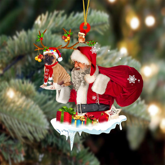 Staffordshire Bull Terrier And Santa Claus Christmas Ornament Godmerc - Best gifts your whole family