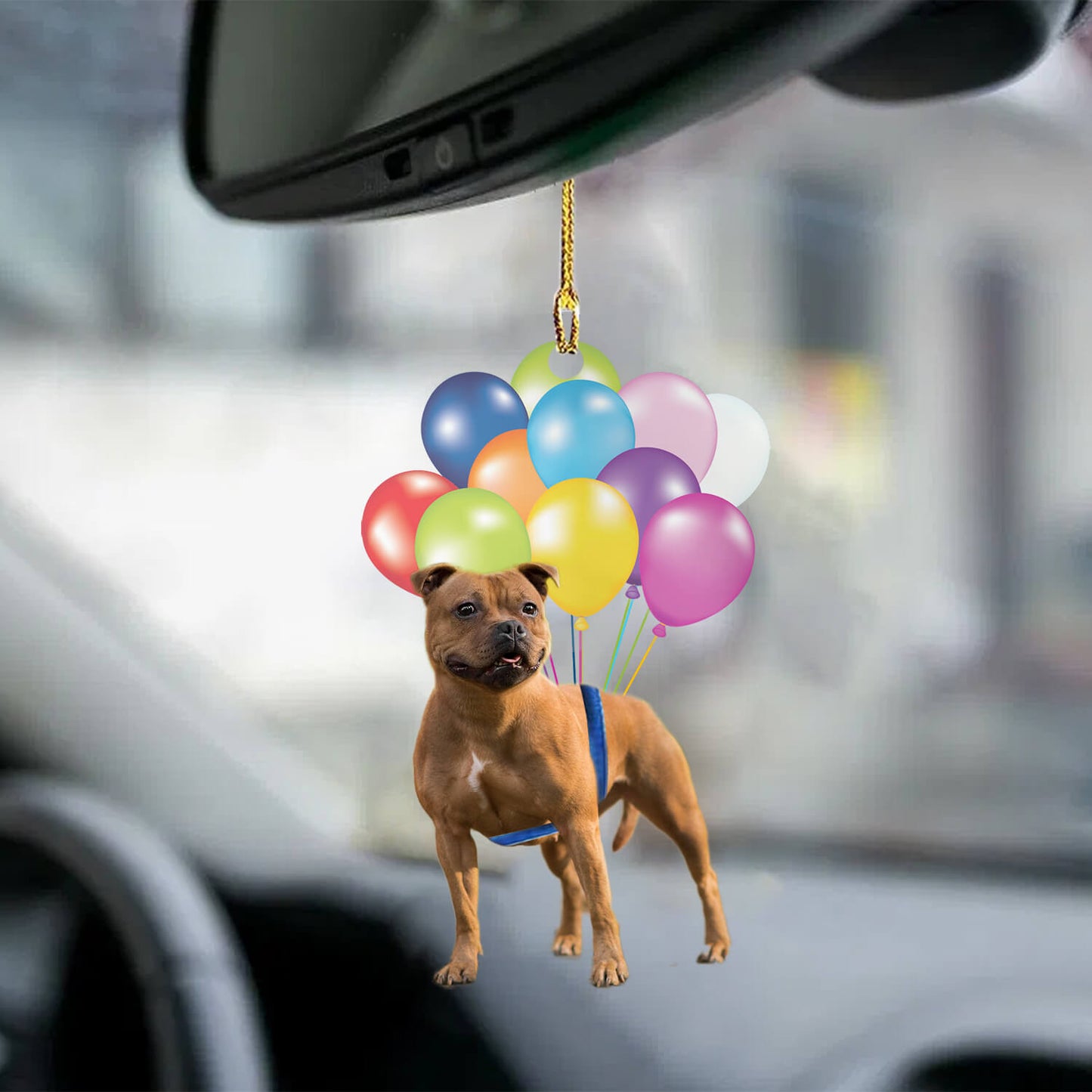 Staffordshire Bull Terrier Fly With Bubbles Dog Hanging Ornament Dog Ornament Godmerc - Best gifts your whole family