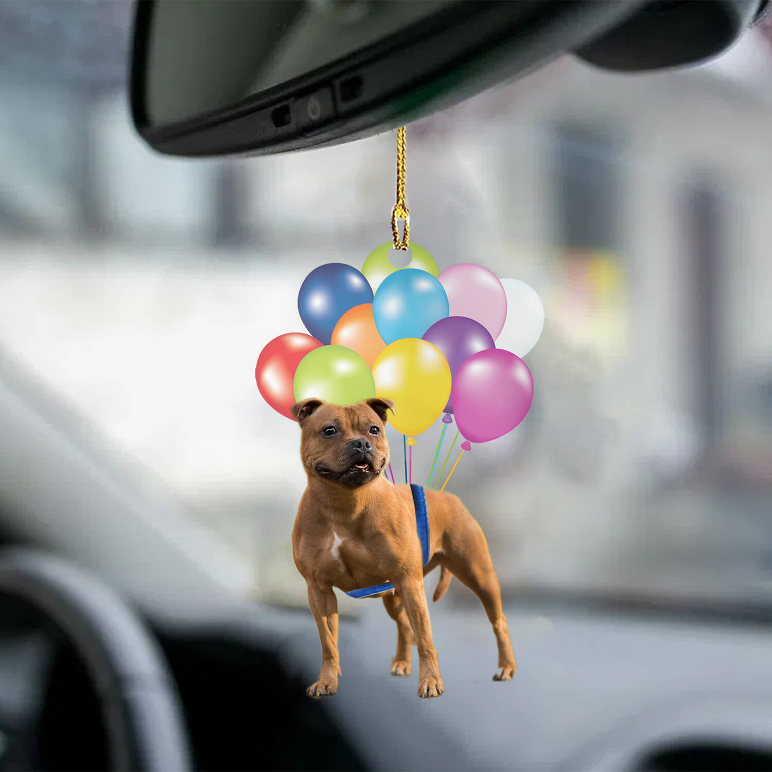 Staffordshire Bull Terrier Fly With Bubbles Dog Hanging Ornament Dog Ornament Godmerc - Best gifts your whole family
