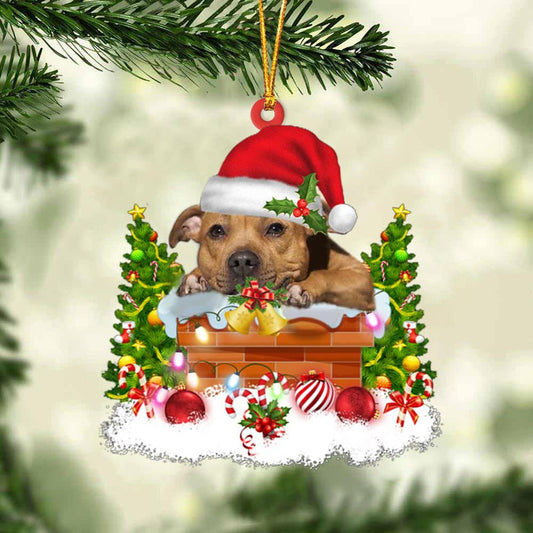 Staffordshire Bull Terrier In The Chimney Hanging Ornament Dog Christmas Ornament - Best gifts your whole family