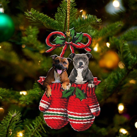 Staffordshire bull terrier Inside Your Gloves Christmas Holiday-Two Sided Ornament, Christmas Ornament - Best gifts your whole family