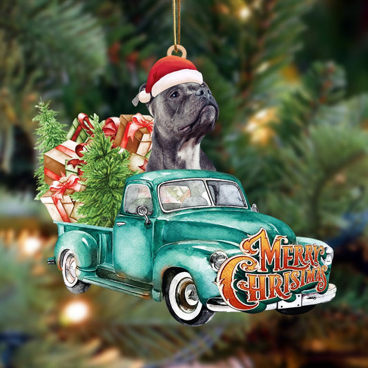 Staffordshire Bull Terrier1-Green Truck Hanging Ornament - Best gifts your whole family