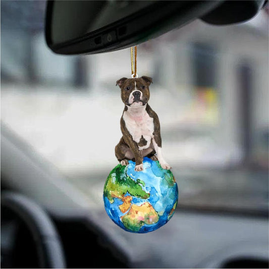 Staffordshshire Bull Terrier-Around My Dog-Two Sided Ornament - Best gifts your whole family