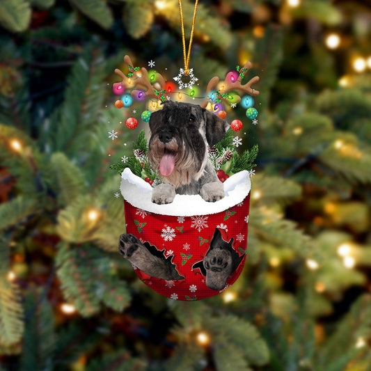 Standard Schnauzer In Snow Pocket Christmas Ornament Flat Acrylic Dog Ornament - Best gifts your whole family