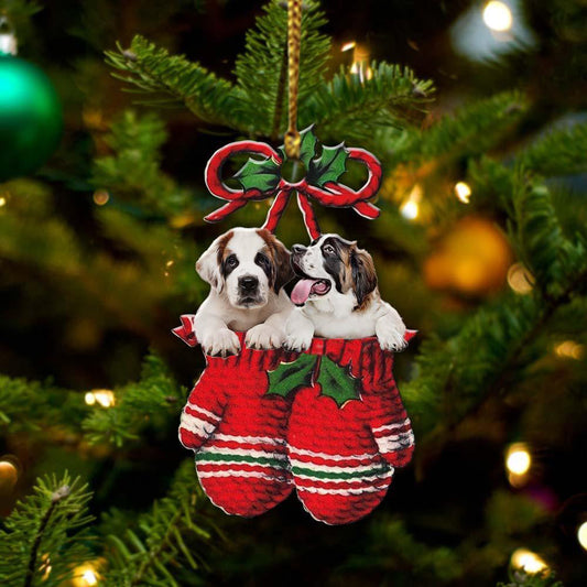 ST.Bernard Inside Your Gloves Christmas Holiday-Two Sided Ornament, Christmas Ornament, Car Ornament - Best gifts your whole family