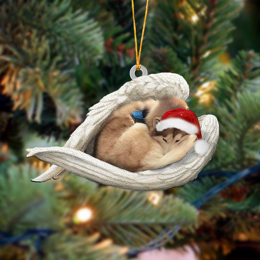 Tan And White Husky Sleeping Angel Christmas Ornament Godmerc - Best gifts your whole family