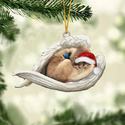 Tan And White Husky Sleeping Angel Christmas Ornament Godmerc - Best gifts your whole family