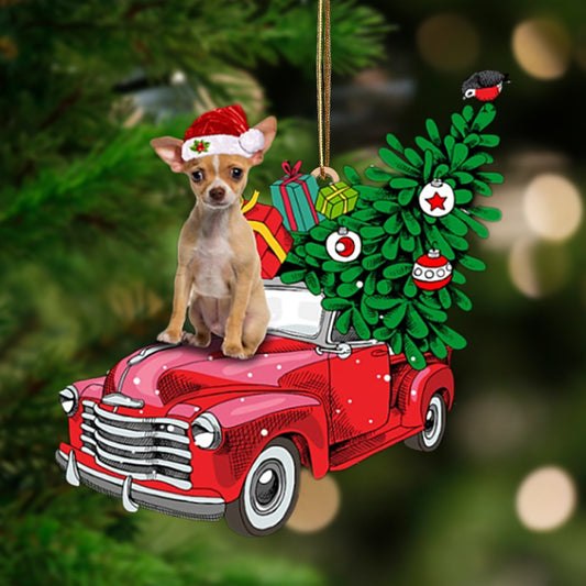 Tan Chihuahua 2-Pine Truck Hanging Ornament - Best gifts your whole family