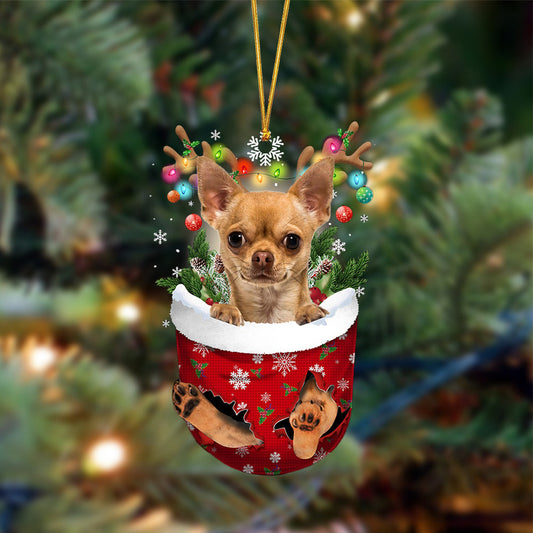 Tan Chihuahua-In Christmas Pocket Two Sides Ornament, Christmas Dog Hanging Ornament - Best gifts your whole family