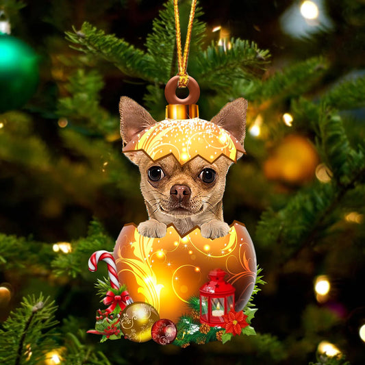 TAN Chihuahua In Golden Egg Christmas Ornament - Best gifts your whole family