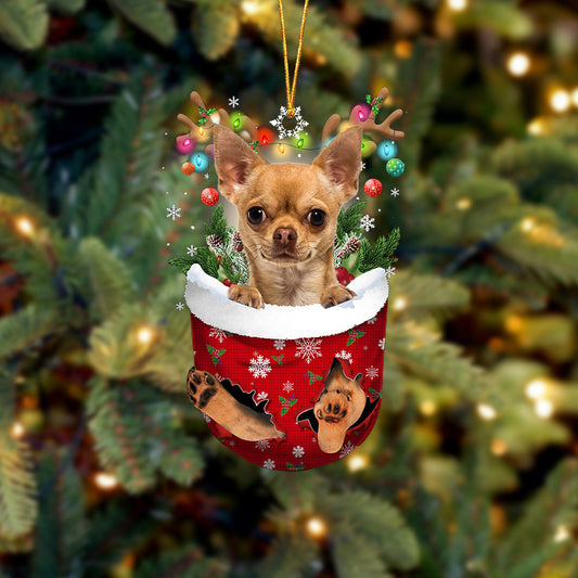 TAN Chihuahua In Snow Pocket Christmas Ornament Godmerc - Best gifts your whole family