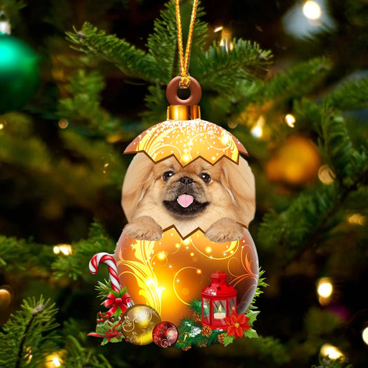 TAN Pekingese In Golden Egg Christmas Ornament - Best gifts your whole family
