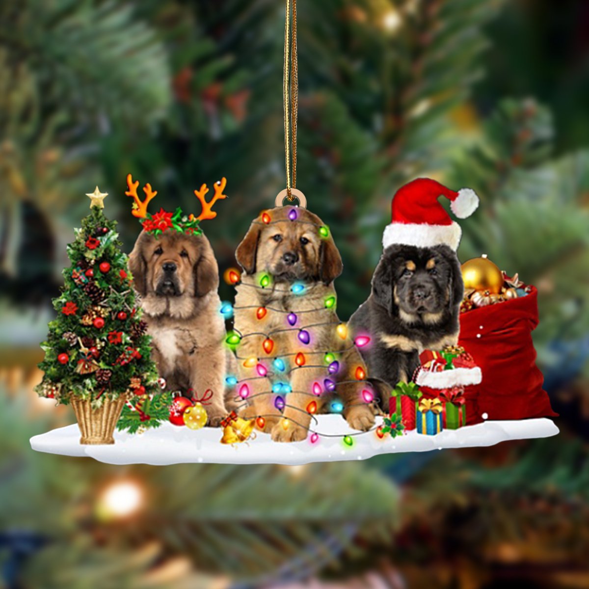 Tibetan Mastiff-Christmas Dog Friends Hanging Ornament - Best gifts your whole family