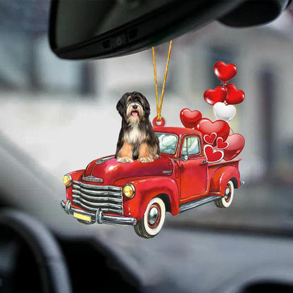 Tibetan Terrier-Red Sports Car-Two Sided Ornament - Best gifts your whole family