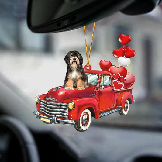 Tibetan Terrier-Red Sports Car-Two Sided Ornament - Best gifts your whole family