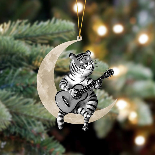 Tiger Sits On The Moon Hanging Ornament, Animal Christmas Ornaments - Best gifts your whole family