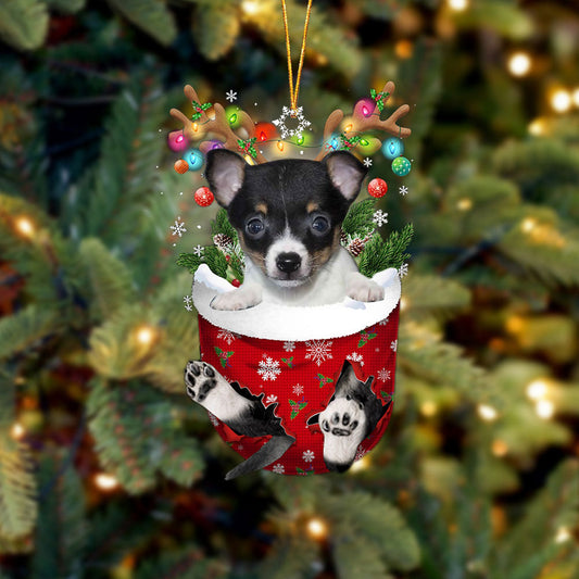 Toy Fox Terrier In Snow Pocket Christmas Ornament Flat Acrylic Dog Ornament - Best gifts your whole family