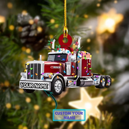 Trucker Truck Christmas Ornament, Trucker Ornament, Trucker Christmas Light, Personalized Truck Ornament - Best gifts your whole family