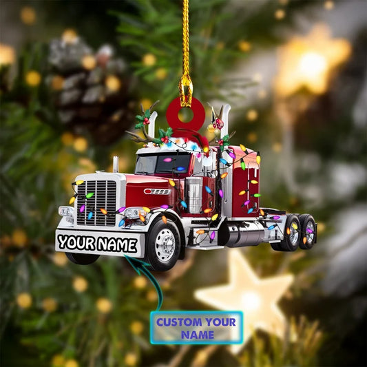 Trucker Truck Christmas Ornament, Trucker Ornament, Trucker Christmas Light, Personalized Truck Ornament - Best gifts your whole family