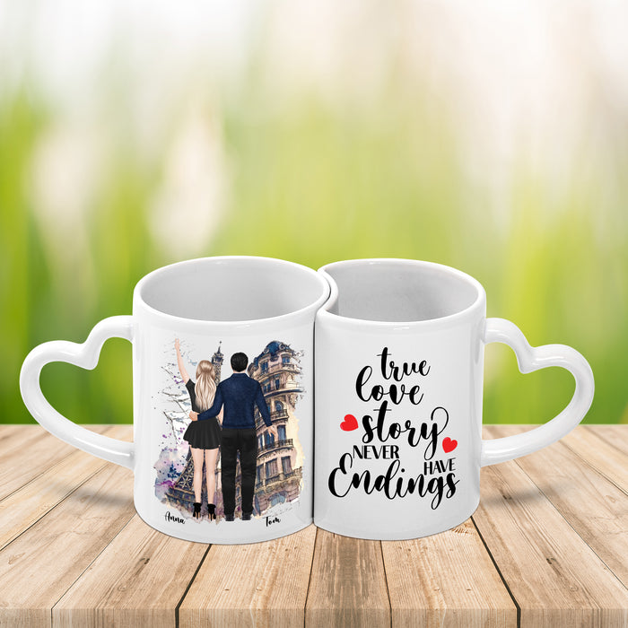 True Love Story Never Have Endings, Couple Mug For Valentine's Day Gift, Best Gift For Couple Love, Personalized Couple Mug