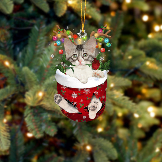 Turkish Angora Cat In Snow Pocket Christmas Ornament - Best gifts your whole family