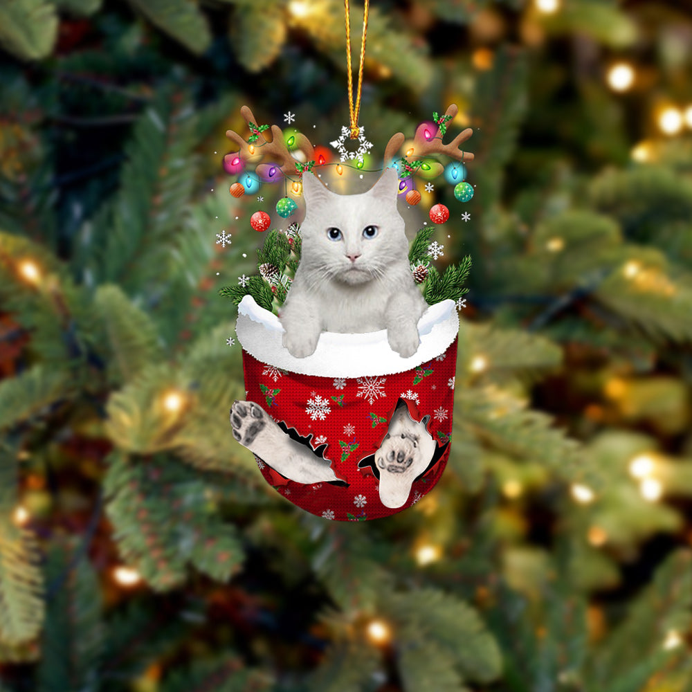 Turkish angora In Snow Pocket Christmas Ornament - Best gifts your whole family