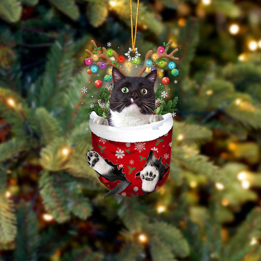 Tuxedo Cat In Snow Pocket Christmas Ornament - Best gifts your whole family