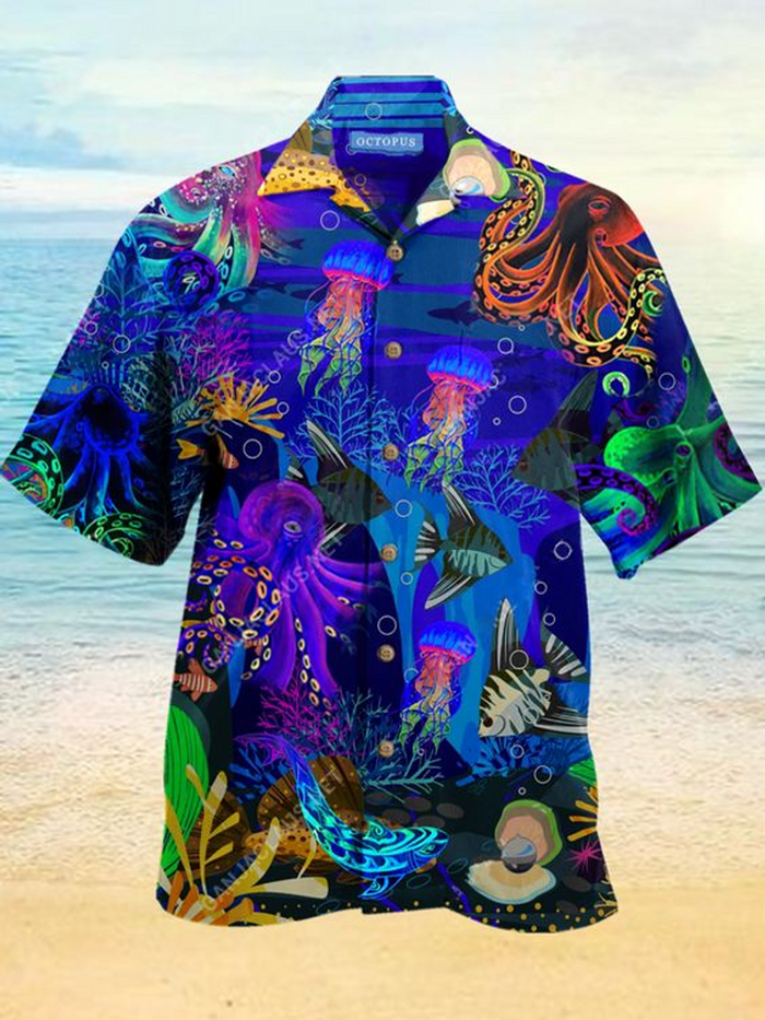 Undersea Octopus Hawaiian Shirt,Hawaiian Shirt Gift,Christmas Gift