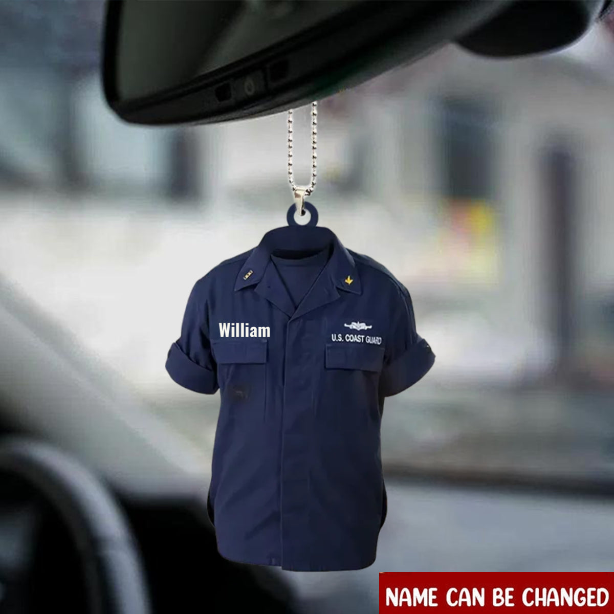 US Coast Guard Uniform Personalized Flat Acrylic Car Hanging Ornament - Best gifts your whole family