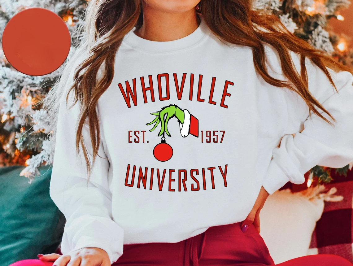 Sweatshirt Whoville, Léine Ollscoil Whoville, Geansaí Ollscoile na Nollag, Geansaí Nollag, Geansaí Nollag