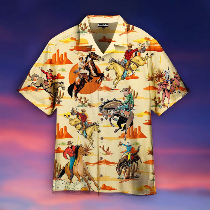 Vintage Cowboy Riding Horse Hawaiian Shirt,Hawaiian Shirt Gift,Christmas Gift