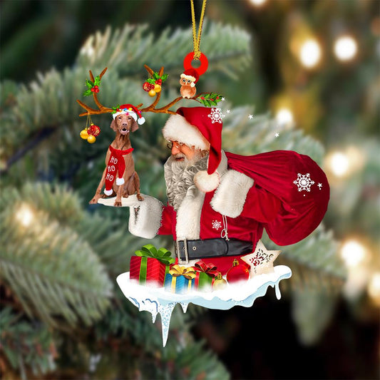 Vizsla And Santa Claus Christmas Ornament Godmerc - Best gifts your whole family