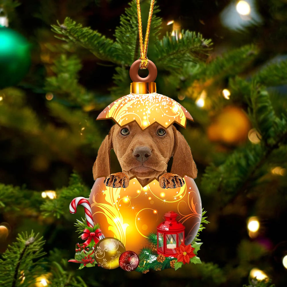 Vizsla In Golden Egg Christmas Ornament - Best gifts your whole family